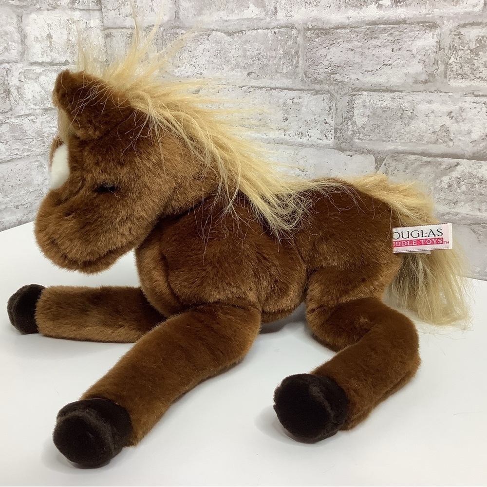 Douglas Cuddle Toys Horse Plush Brown Stuffed Animal 13" Lovey Laying